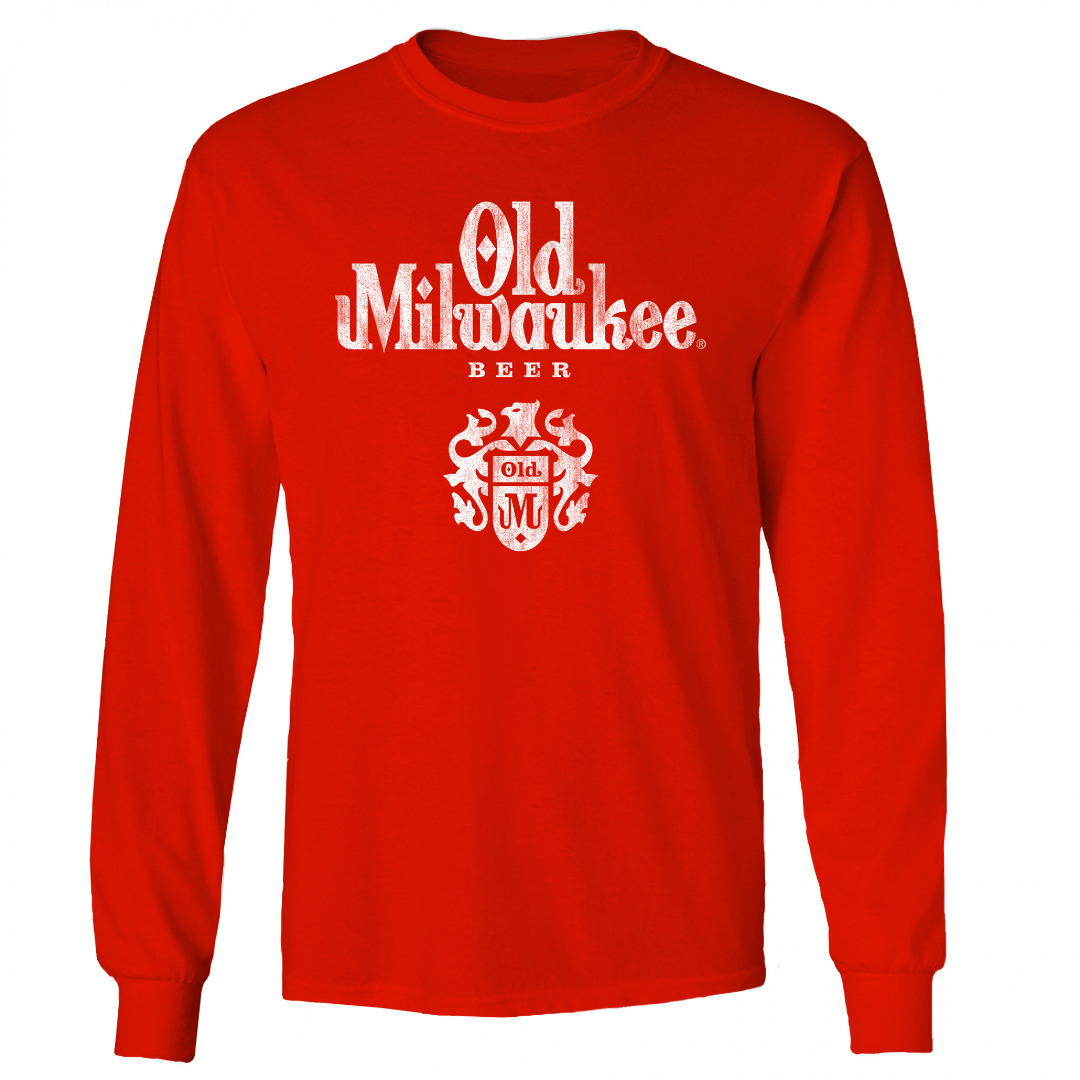 Old Milwaukee Beer Distressed Logo Red Long Sleeve